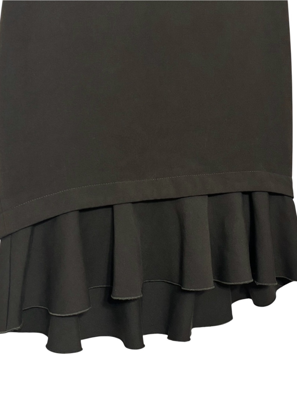 Zara Basic Olive Green Peplum Skirt Frill Asymmetric High Low Ruffle Pencil S - Picture 2 of 11